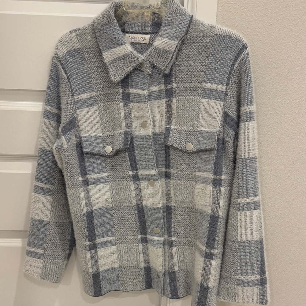 Rachel Zoe Gray and White Plaid Jacket